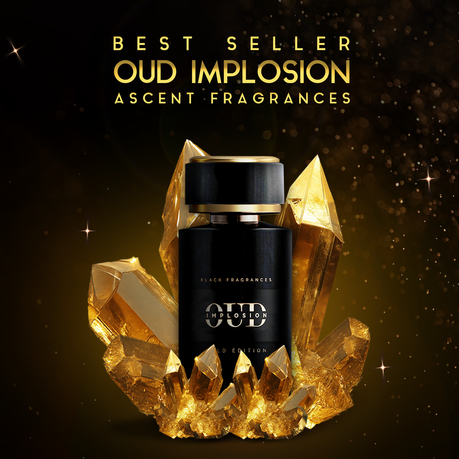 Oud Implosion Perfume Bottle - Best Seller, Ascent Fragrances, Black Edition